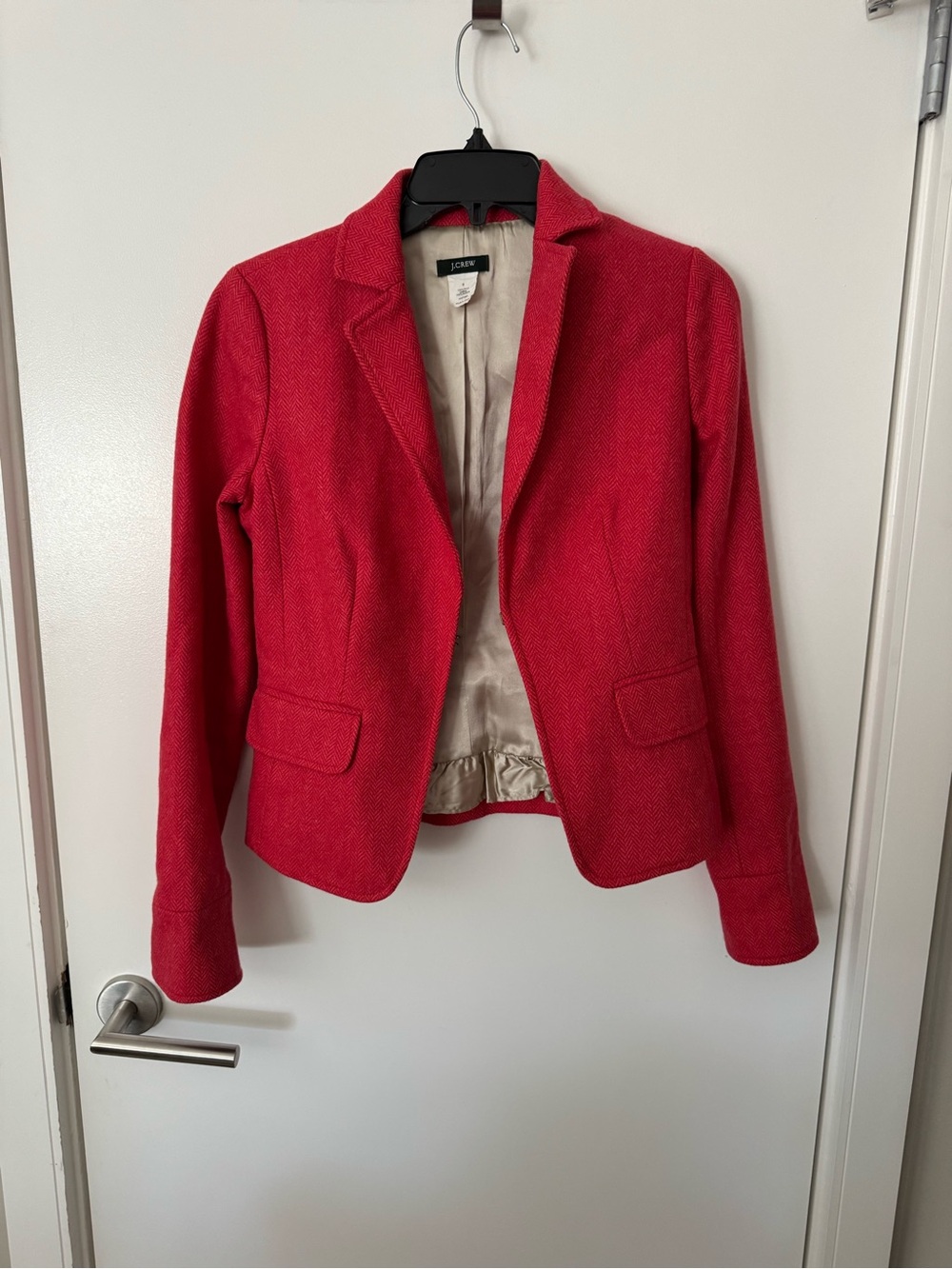 J. Crew Red Tailored Herringbone Blazer Size 0